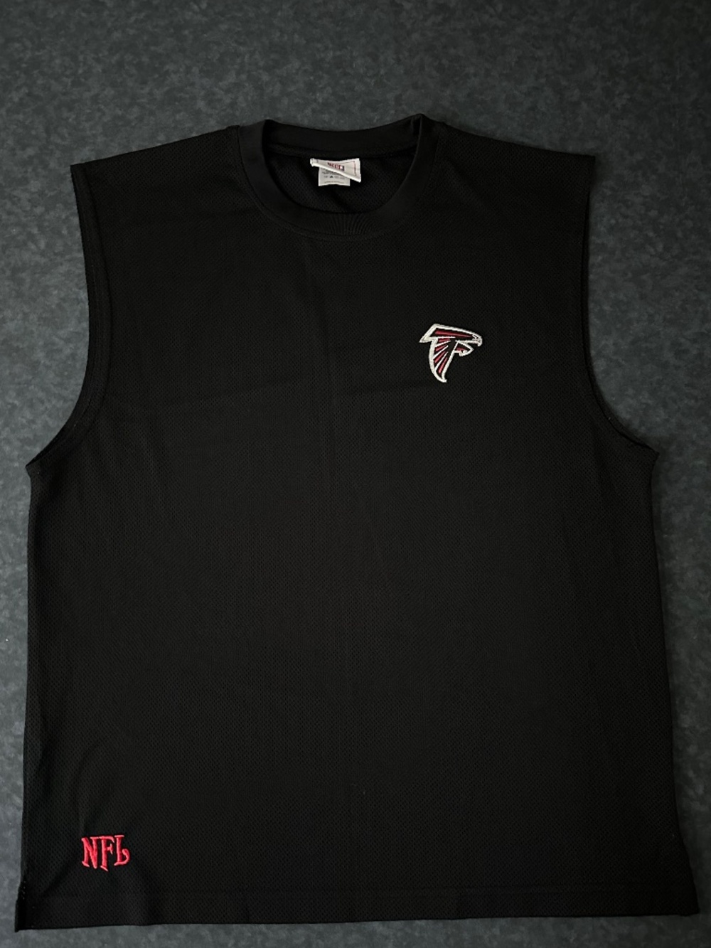 NFL Atlanta Falcons Open Weave Mesh Black Sleeveless Shirt Tank Top Size XL